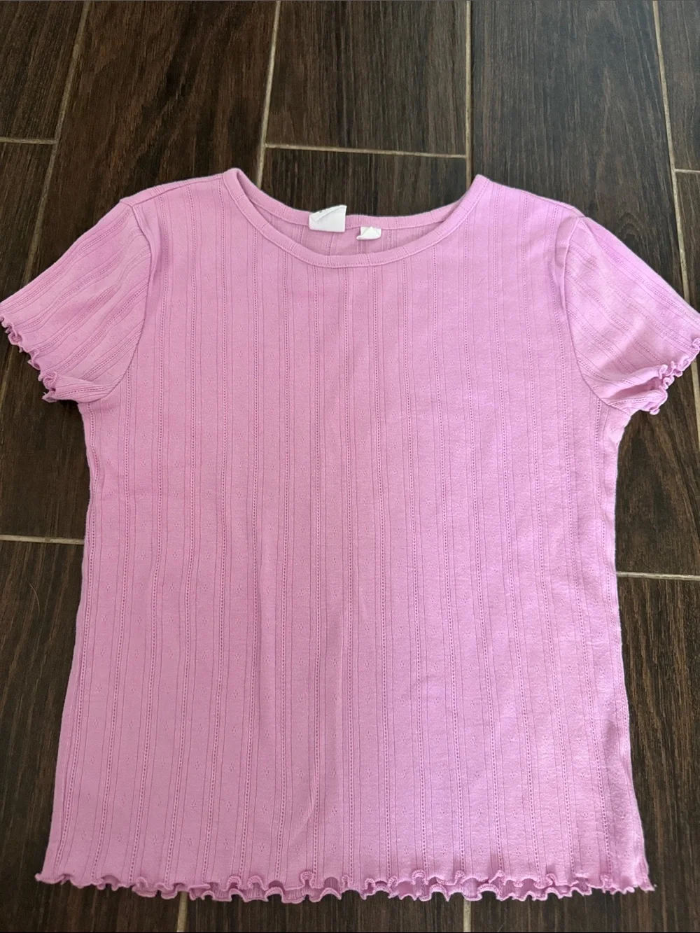 Girls Gap: Large, Light Pink Ribbed Short Sleeve Tee